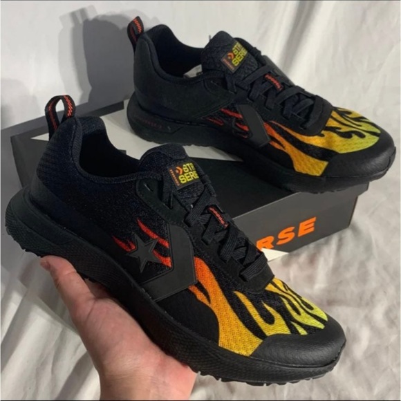 Converse Star Series RN OX Black Flames Shoes Mens - Picture 1 of 6